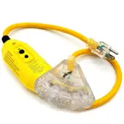 3 ft - GFCI 12 Gauge Heavy Duty Extension Cord - 3 Outlet SJTW - Indoor/Outdo...