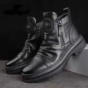 Men's Motorcycle Boots British Style High-Top Side Zip Casual Platform Moto