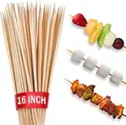 KT Deals 100Pcs Bamboo Skewers Sticks - Extra Long 16"" Marshmallow Roasting ...