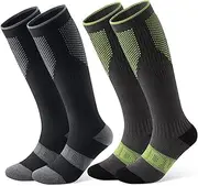[findway] Ski Socks, 2 Packs Merino Wool Snowboard Socks for Men & Women, Non Slip Snow Socks for Skiing, Snowboarding