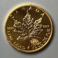 在飛比找Yahoo!奇摩拍賣優惠-『誠要可議價』2000年加拿大楓葉1/2盎司金幣 收藏品 銀