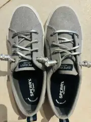 Sperry Top Sider Auth Womens Pier Wave Sparkle Grey/Silver Slip On NEW Sneakers