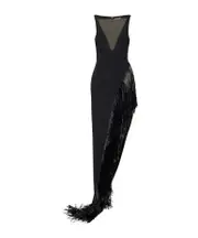 fringed cady gown UK6 Black