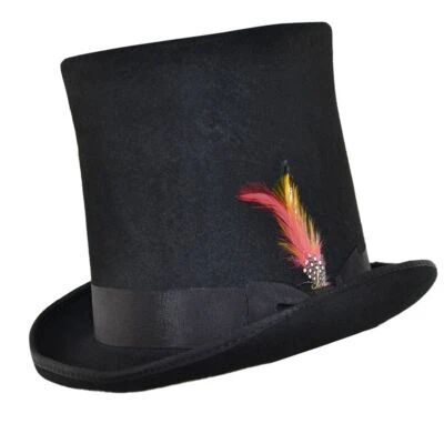 Abraham Lincoln Stovepipe Wool Felt Top Hat - Vintage Classic Top Formal Top Hat