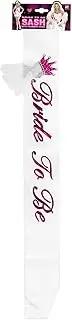WIDMANN 09688 - Bride To Be Sash In Double Layer Satin, Adult Woman, Decorated With Bride Veil On Tiara, Hen Party, White-Fuchsia Color