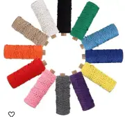 Macrame Cord x 394 Yards, 12 Rolls 3 Strand Macrame Cotton Cord Kit 4mm