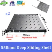 2x Brand New 550mm Deep Sliding Shelf For 800mm Deep 19 inch Server Cabinet