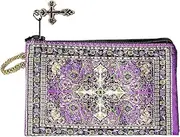 Intercession Hand-Woven Rosary Pouch, Made in Turkey with Premium Metallic Thread Pink