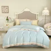 4PC 1000TC EgyptianCotton DuvetCover+Flat bed sheet+Pillowcases PrincessFlower