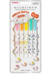 HELLO KITTY x ZEBRA highlighter markers 50th Anniversary set of 5 colors