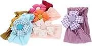 [ANDRESLAD] Infant Girl Headbands Set 6 Cotton Hair Bands Bows Newborn Elastic Headbands for Baby Girls Safe Comfortable for Daily Use
