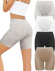 voenxe Women Cotton Boy Shorts Underwear,Anti Chafing Boyshort,High Waist Lady Boxer Brief, Soft Long Leg Biker Panty,4 Pack