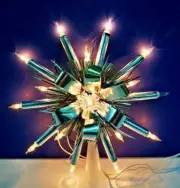 9" VINTAGE 16-Light SILVER CHRISTMAS STAR TREE TOPPER Incandescent 1915 NEW