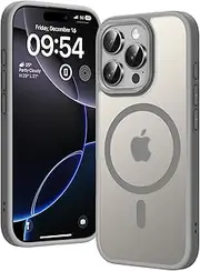 TAURI for iPhone 16 Pro Max Case 6.9" with Translucent Matte Back, Compatible with MagSafe, Military-Grade Protection, [Anti-Fingerprint] Shockproof Frosted Magnetic Phone Cover - Titanium