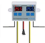 110-220V Digital Dual Temperature Controller Celsius Thermostat Regulator Heating Cooling Temperature Control with Probes for Cooler Heater Aquarium