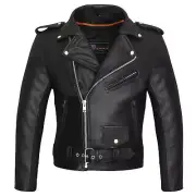 Premium Leather Classic Motorcycle Jacket Belted Waist Vance Leather VL516