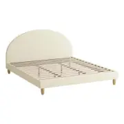 NNEED Bed Frame King Size Arched Bedhead Beige Fabric