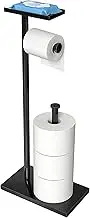 CISILY Black Toilet Paper Holder Stand with Phone Shelf, Bathroom Toliet Decor Decoration. Tissue Roll Free Standing Storage, Rv Accessories, Apartment Restroom Household Home Essentials