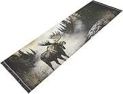 ZRYSMY Washable Runner Rug Retro Moose Fall 2’ x 6’ Non-Slip Floor Carpet Runner Rug for Hallways Kitchen Laundry Room Bedroom Floor Carpet Runner- Soft Thin Mat for Family Pet