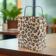 Paper Shopping Bags 100 Leopard Kraft Retail Gift Merchandise 8" X 5" X 10" Cub