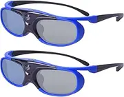 3D Glasses, 3D Active Shutter DLP Link Rechargeable Glasses for 3D DLP Link Projector - Blue, Pack of 2