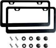 2PCS Premium Matte Black License Plate Frames, Solid Rust-Proof Aluminum Holder with 2 Holes, Universal Car Frame for Women and Man, Including Screws, by Lengnoyp.