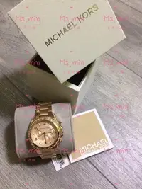 在飛比找Yahoo!奇摩拍賣優惠-現貨 Michael Kors 玫瑰金 水鑽三眼計時腕錶 M