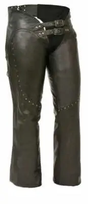 Milwaukee Leather Women's Low Rise Double Buckle Chaps, Rivet Detai ML1186
