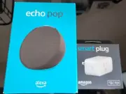 Amazon Echo Pop & Smart Plug Bundle-Bluetooth Smart Speaker with Alexa-UNOPENED
