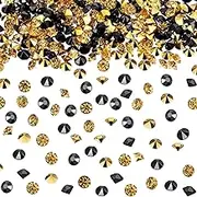Bememo 10000 Clear Wedding Diamonds Table Scatter Confetti Crystals Diamonds Acrylic Gems for Table Centerpiece Masquerade Wedding Bridal Shower Decoration Vase Filler (Gold and Black, 4 mm)