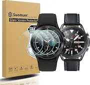 Suoman 4-Pack for Samsung Galaxy Watch 3 45mm Screen Protector, 2.5D 9H Hardness Ultra-Thin Tempered Glass Screen Protective Film [Anti-Scratch]