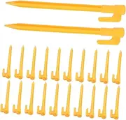 MOBUTOFU 24pcs Camping Equipment Nail Anchor Outdoor Tent Camping Pegs Heavy Duty Beach Tent Stakes Camp Outdoor Duty Pegs Material Heavy Stakes Portable Hard Strong Nails Yellow Abs