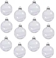 12 Pcs Clear Plastic Fillable Ornament Balls,2.36Inch Christmas DIY Baubles for Christmas, Halloween, Birthday, Wedding Decor, DIY Crafts Decorations (60 mm)