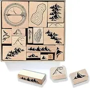 Lord Of Maps Fantasy Map-Making Stamp Kit – 16-Piece Rubber Stamp Set for TTRPG, World Building, Battle Maps, Jounaling, Arts & Crafts - Mountains, Hills, Volcano, Lake, Compass Rose