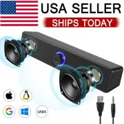Wired Computer Speakers Soundbar Stereo Bass Sound 3.5mm USB for Desktop Laptop