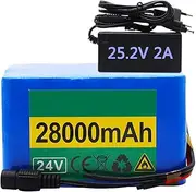 24V 28Ah Ebike Battery, 18650 Electric Bicycle Li-Ion Battery Pack, for Electric Bike Scooter Wheelchair Lawn Mower, with 25.2V 2A Charger + BMS (24V,28AH)