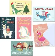 Christmas Cards with Envelopes, 48-Count Christmas Cards Boxed, 6 Cute Animal Designs, 4 x 6 Inches, Blank Inside Christmas Cards Bulk, Holiday Xmas Greeting Cards
