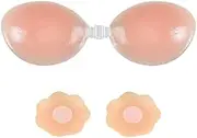 [GANMFOYC] Adhesive Bra Push up for Women, Comes with 2 Nipple Pads, Reusable Silicone Strapless Bra, Backless for Wedding Dress, Evening Dress, Backless Clothing and Swimsuit
