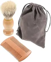 MOTHNUR Beard Shaving Brush Wooden Comb Shaving Tool for Men Foam Shave Brush Men's Grooming