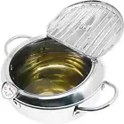 Tempura Deep Frying Pot 3.4L, 304 Stainless Steel Deep Fryer Pot with Fahrenheit