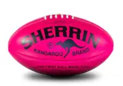 NEW SHERRIN KANGAROO BREAST CANCER BCNA PINK LEATHER AUSTRALIAN FOOTBALL Size 4