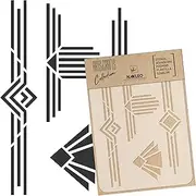 NAKLEO DIY Reusable Plastic Stencil - 15x21cm / 5.8” x 8.3” - Art Deco Frames Borders 2 - Art Craft Wall Painting Pattern Template Scrapbooking Decoupage - Fabric Furniture Wood