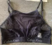 Authentic Calvin Klein Grey Mesh & Lace Crop Top/ Bra/Camisole - Small