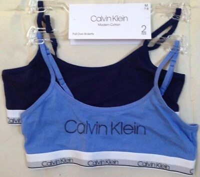 NWT CALVIN KLEIN GIRLS MODERN COTTON 1 BLUE 1 NAVY BLUE BRALETTE BRA SMALL 6-6X
