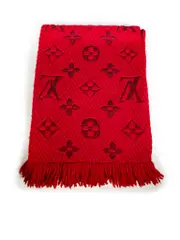 Red Wool Logomania Scarf
