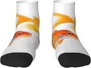 [JEJEA] Cute goldfishes print Men's Athletic Cushioned Crew Socks Crew Training Athletic Socks Men and Women for Sports