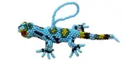 Spirit of Nature Ornament- GECKO/LIZARD - seed beads -blue black yellow