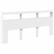 vidaXL Headboard Cabinet with LED Bed Cabinet Header Backboard Bedroom White Super King
