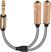 1/4 inch TRS Stereo Splitter Y Cable, TEKERA 1/4 Inch 6.35mm Stereo Male Plug to Dual 1/4 Inch 6.35mm Female Jack Audio Splitter Cable, Aluminum Alloy Shell Gold Plated Plug Socket, PA3549