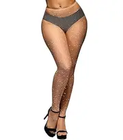 [WULIQIUQIU] Rhinestone Fishnets Stockings for Women Sparkly Pantyhose High Waist Tights